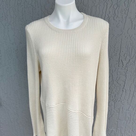 Michael Kors Asymmetrical Sweater Cream XL EUC - Picture 1 of 5